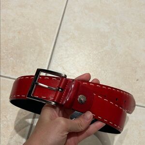 Paul & Shark Vibrant Red Leather Belt